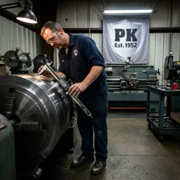 Machinist fabricating a large steel industrial component