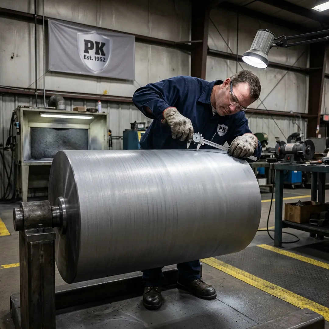 Industrial coating process on metal machine part