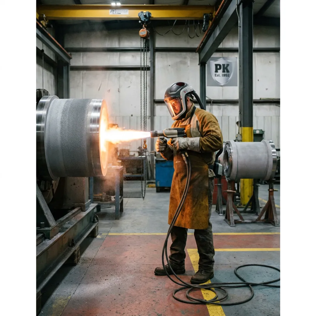 Technician applying industrial wear-resistant coating