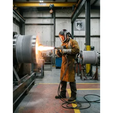 Technician applying industrial wear-resistant coating