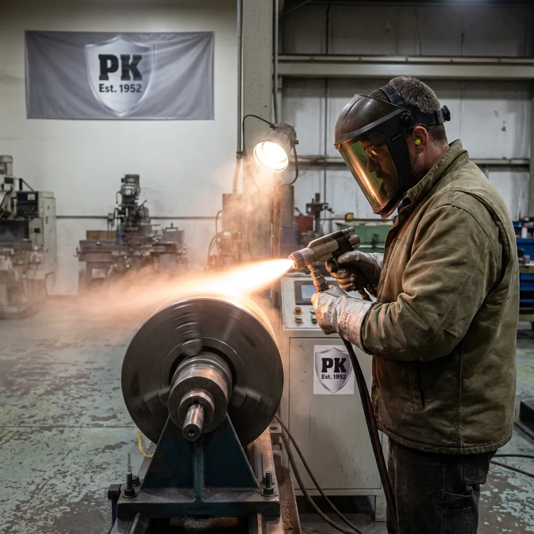 Technician applying industrial protective coating