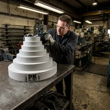 Technician inspecting a plasma ceramic coated wire drawing block