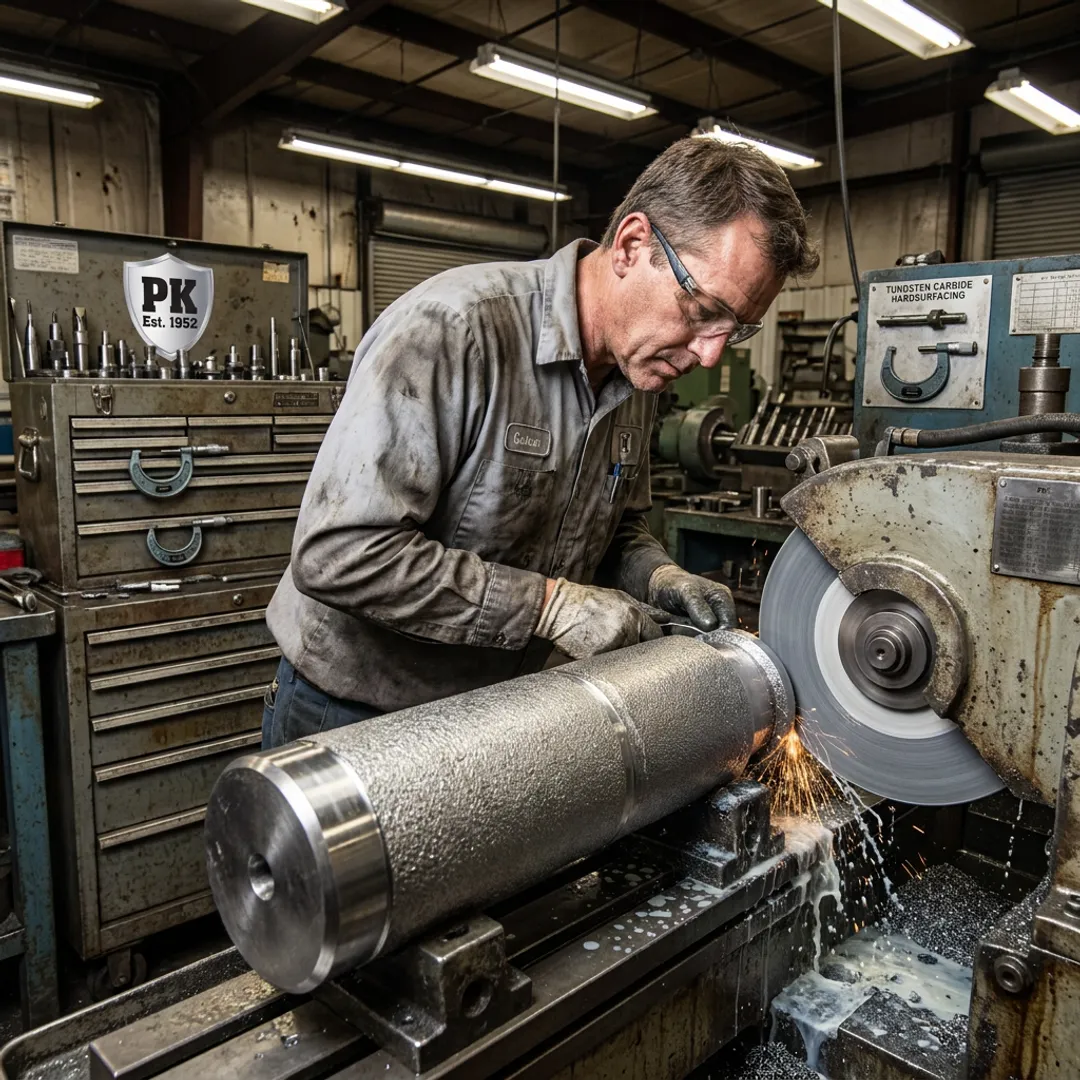 Technician finishing coated industrial component