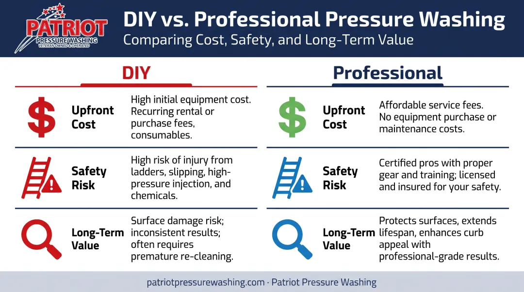 DIY versus professional gutter cleaning cost and safety risk comparison