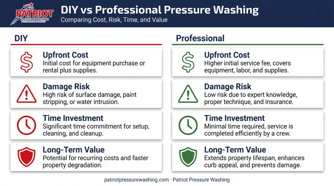 DIY versus professional power washing cost and risk comparison