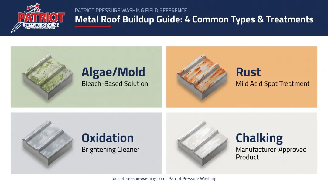 Metal roof buildup types and matching treatment methods comparison chart