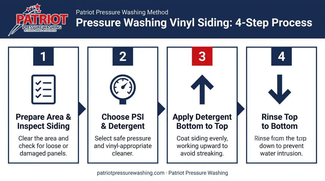 4-step process for pressure washing vinyl siding safely