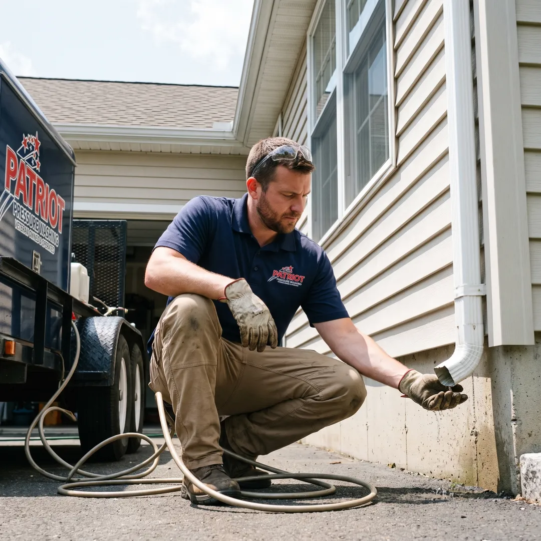 Clean residential windows and cleared gutter system