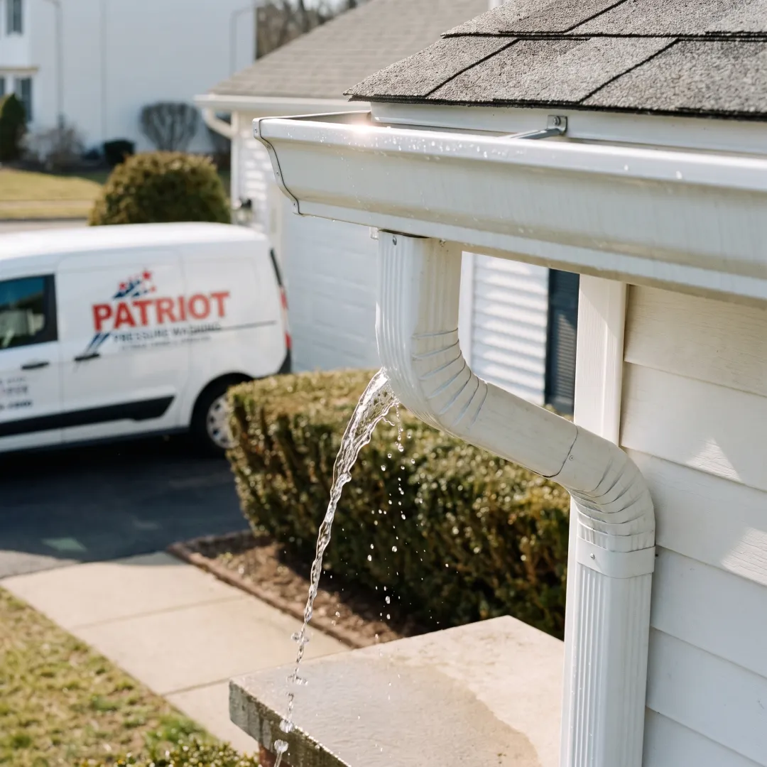 Clean gutter and downspout draining properly