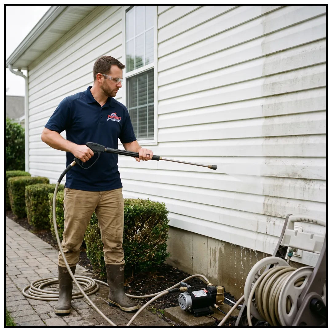 Exterior cleaning professional washing house siding