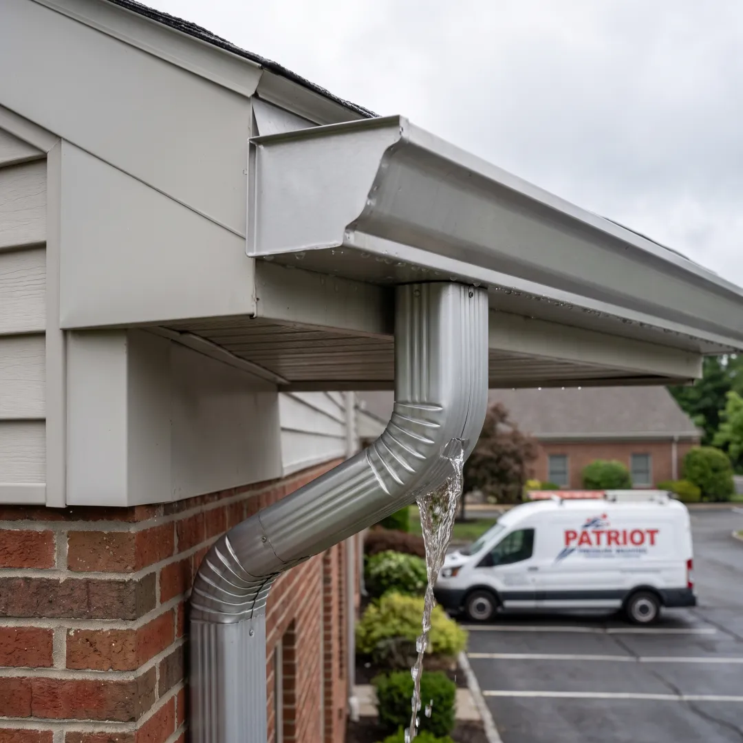 Cleared commercial gutter and downspout