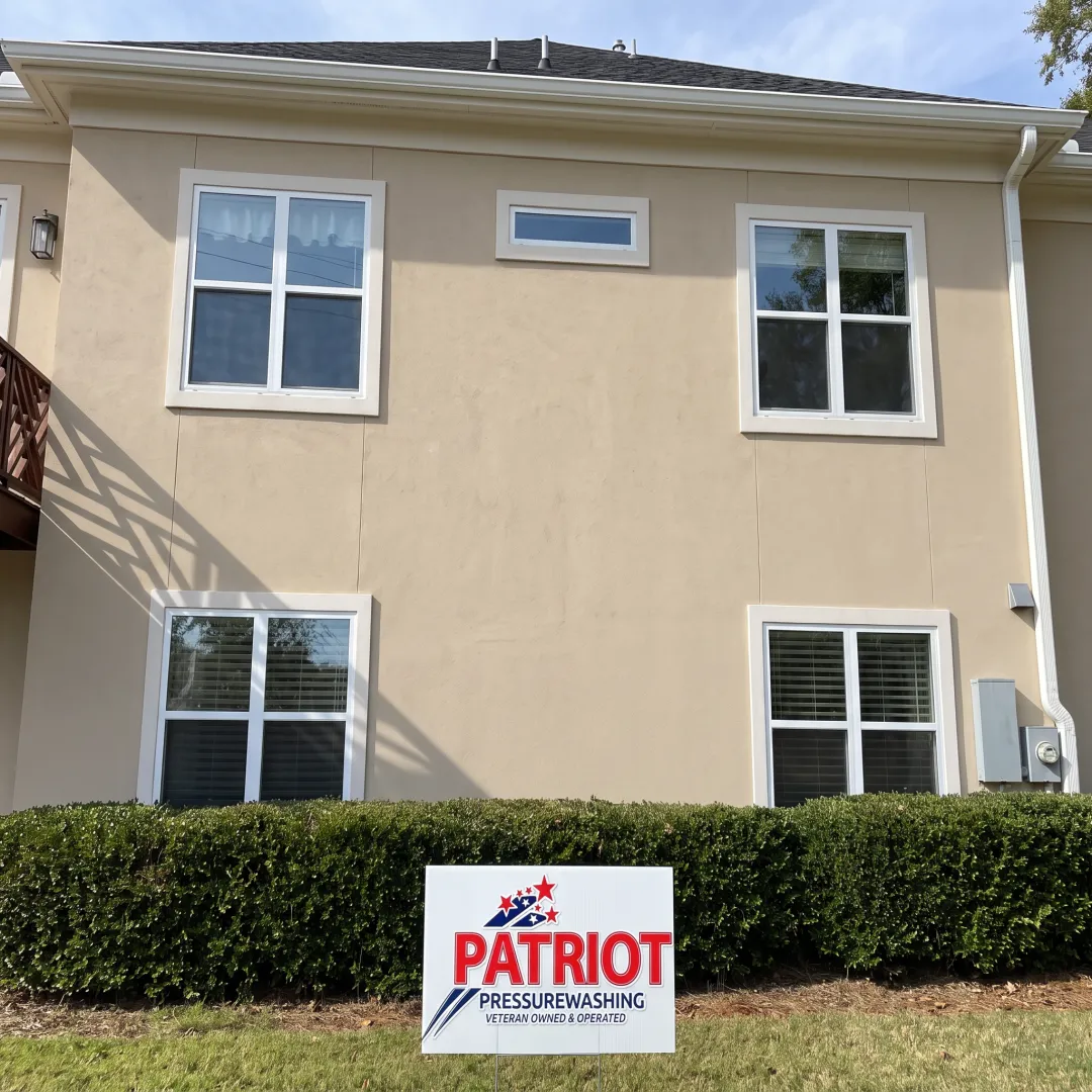 Clean windows and debris-free gutters on a home