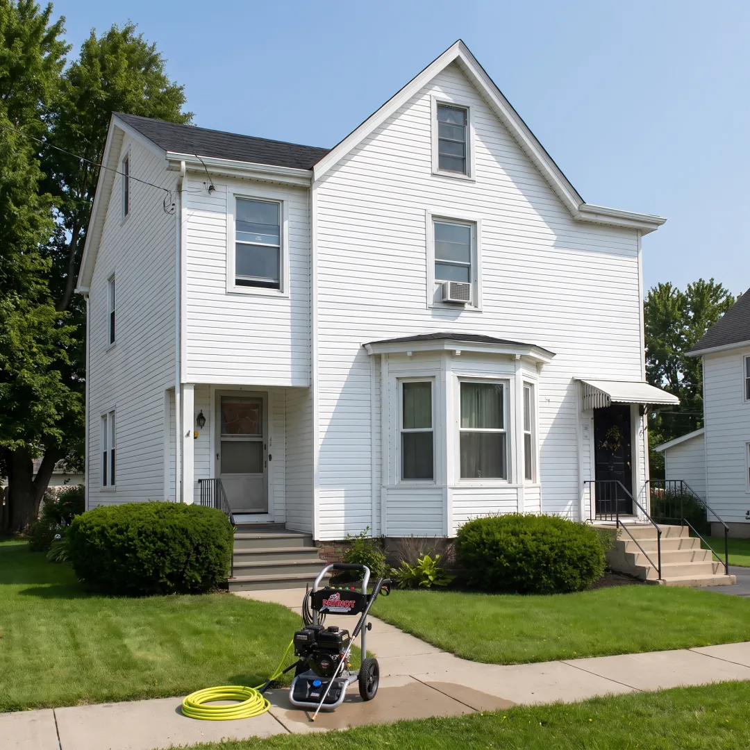 Clean house exterior after professional washing