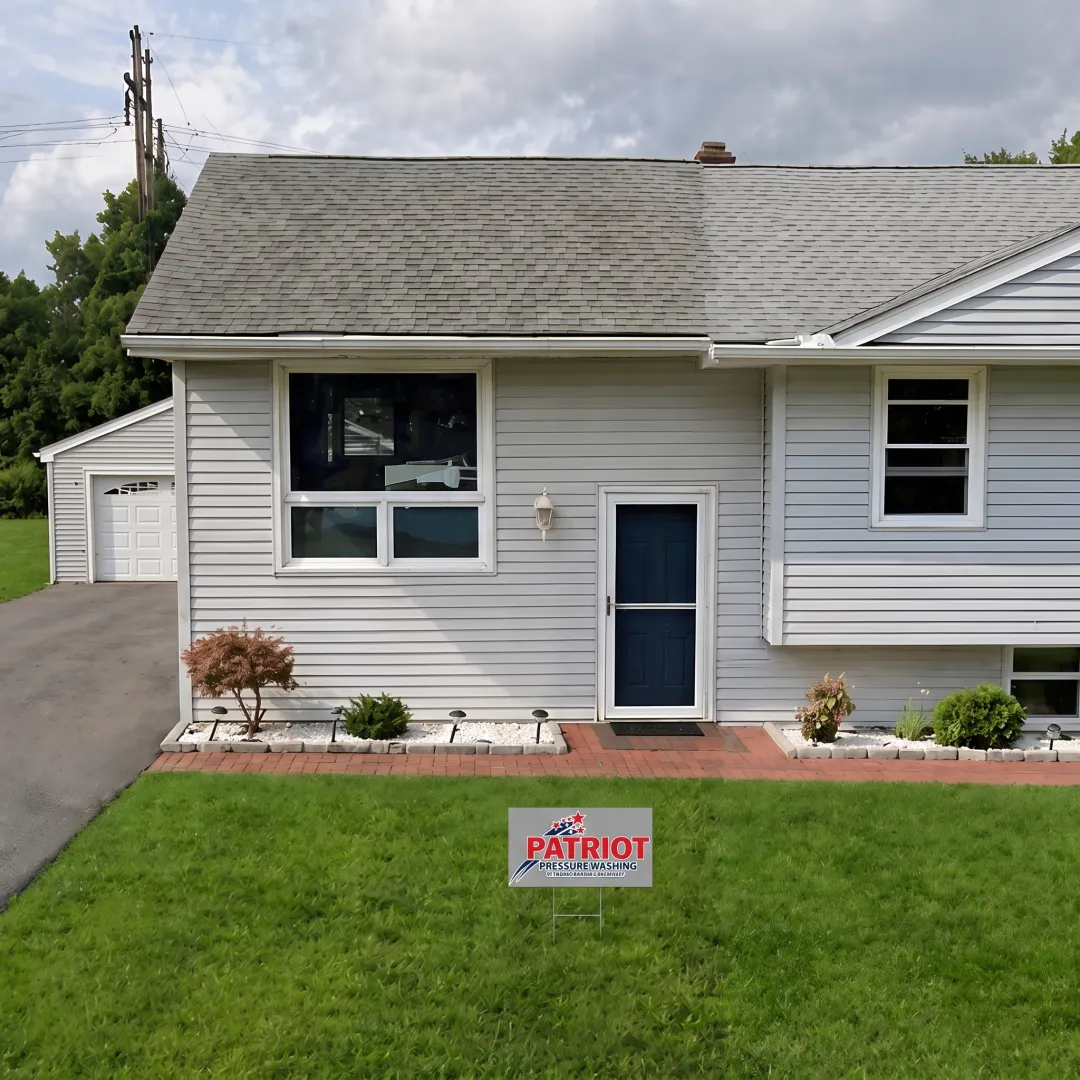 Freshly cleaned home exterior with clear windows