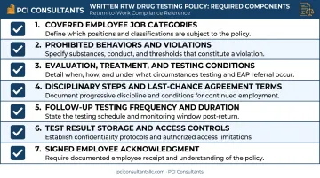 Seven required components of a written return-to-work drug testing policy