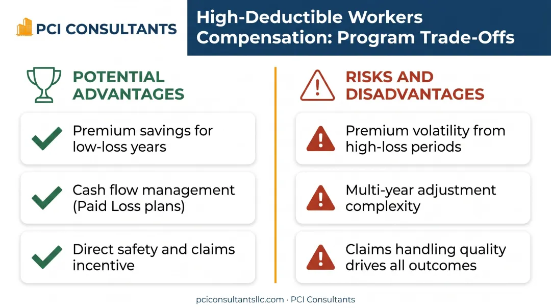 Retro workers comp plan advantages versus risks and disadvantages side-by-side comparison