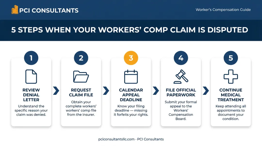 5-step process for appealing a disputed workers' compensation claim