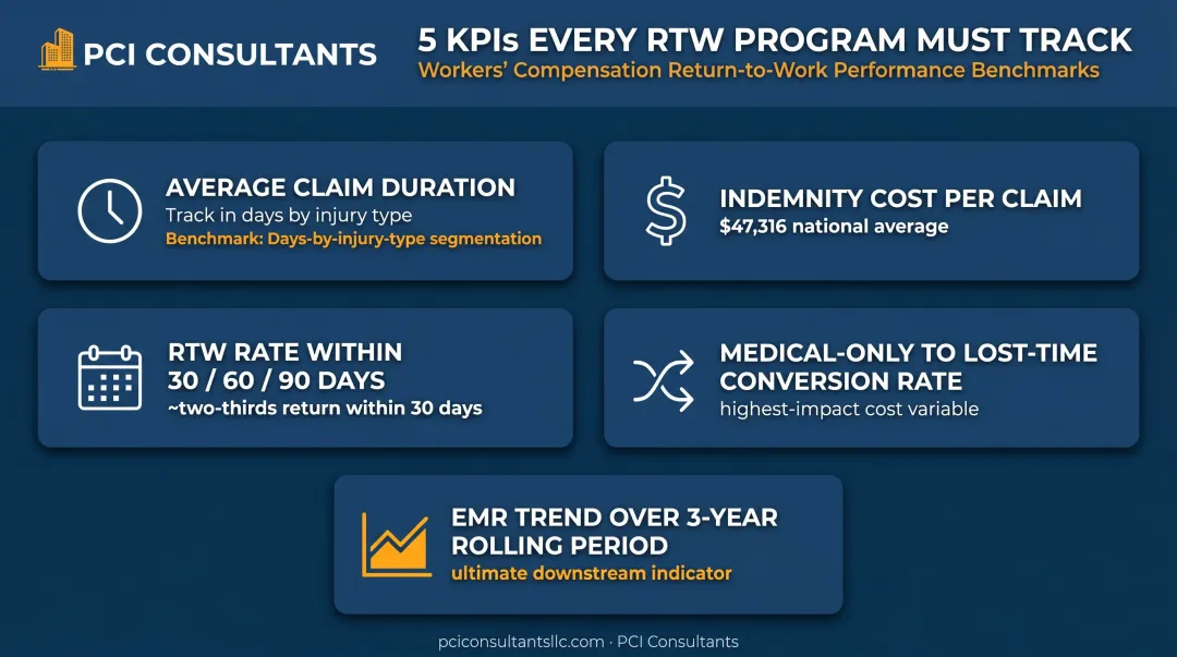 Five key workers compensation return-to-work program KPIs and performance benchmarks