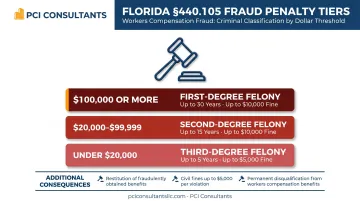 Florida workers comp fraud penalty tiers felony levels by dollar amount