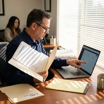Workers compensation consultant reviewing fraud claim files