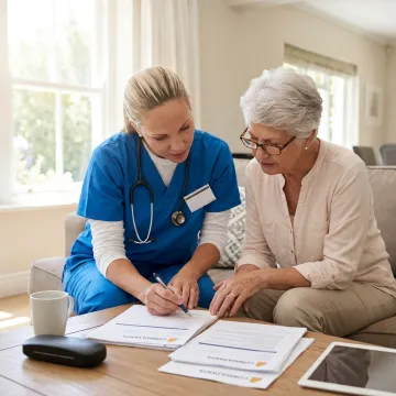Home health caregiver with workers compensation insurance documents