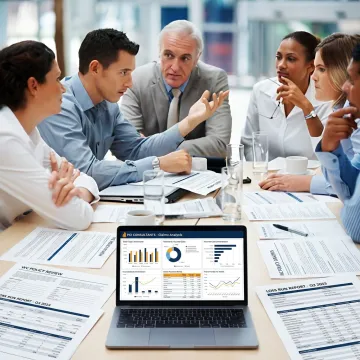 Consultants reviewing workers compensation risk data
