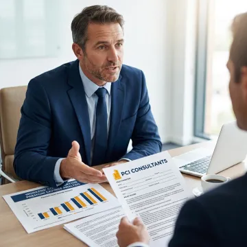 Consultant explaining workers compensation savings strategy
