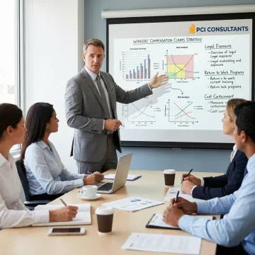 Consultant explaining claims management strategy