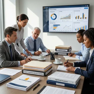 Claims management professionals reviewing workers compensation files