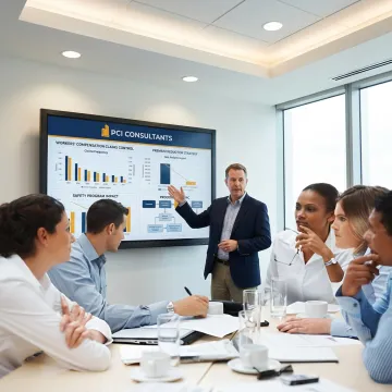 Risk manager explaining workplace safety process