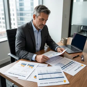 Claims management consultant reviewing workers compensation data