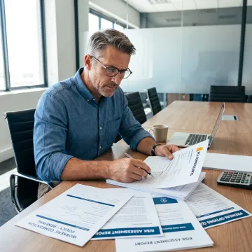 Consultant reviewing workers compensation policy