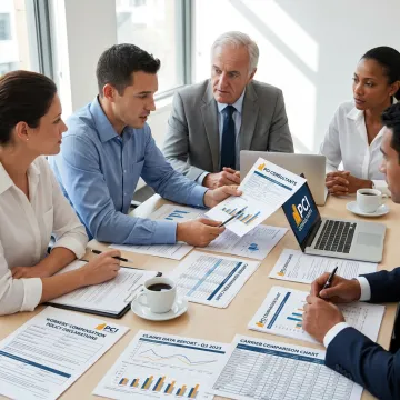 Business team reviewing workers compensation insurance carrier options
