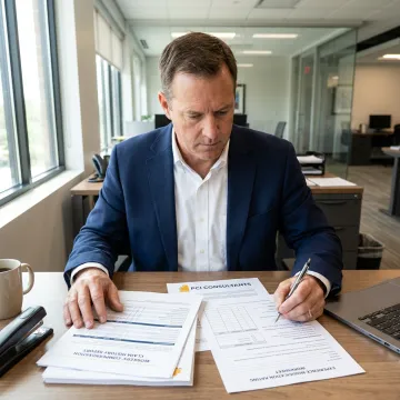 Consultant reviewing workers compensation reports