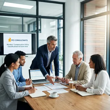 Consultant explaining workers compensation requirements