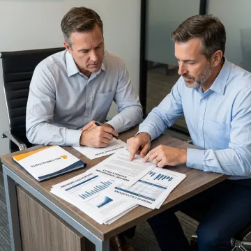 Business owner reviewing workers compensation insurance documents