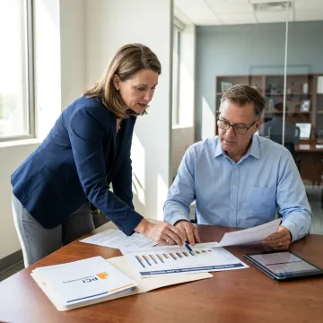 Workers compensation insurance consultation in an office