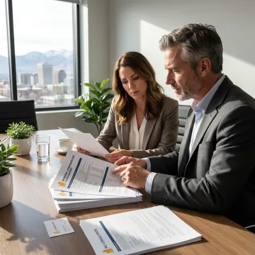 Workers compensation consultant reviewing claims with a business owner