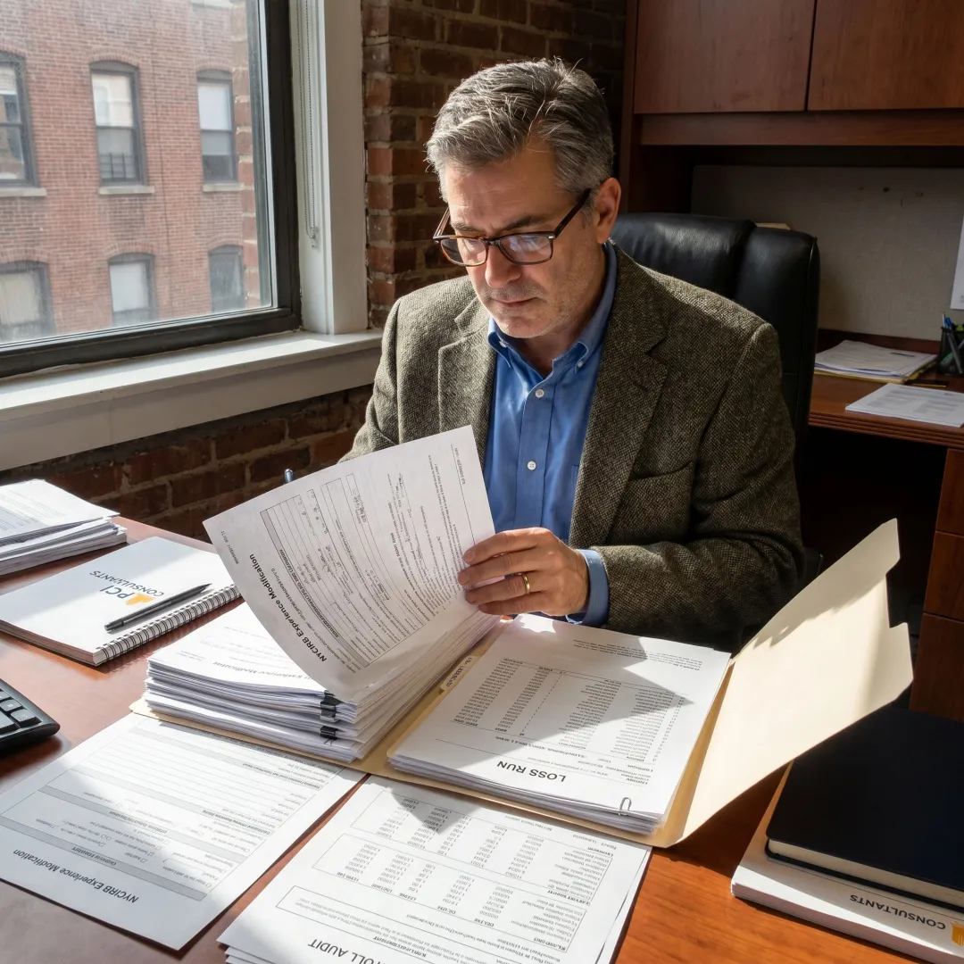 Consultant reviewing workers compensation loss runs
