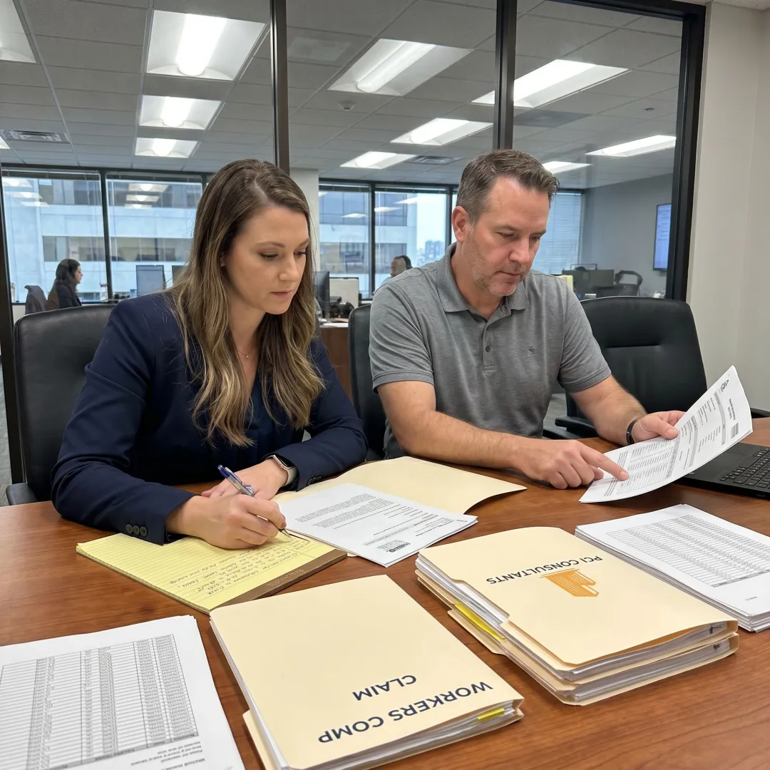 Claims team reviewing investigation documents