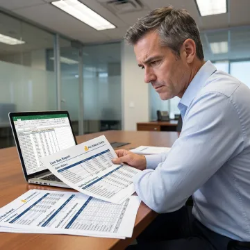 Consultant reviewing workers' comp reports