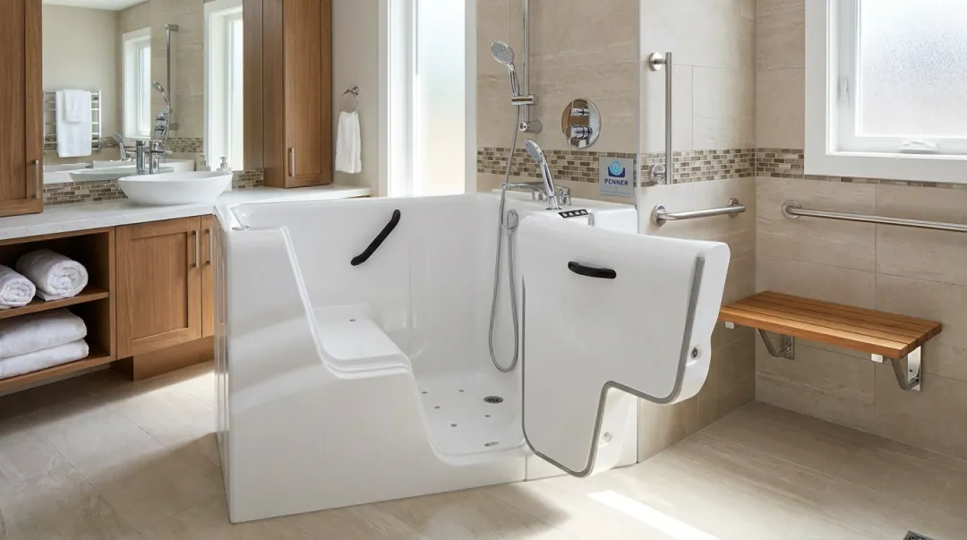 Dream Spa Walk-In Bath by Penner Bathing showing swing-out door and safety features