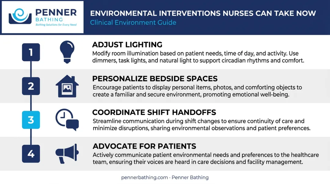 Four practical nursing environmental interventions nurses can implement immediately for patient comfort