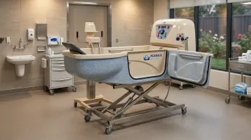 Penner Bathing therapeutic hospital bathing system with adjustable frame and safety features