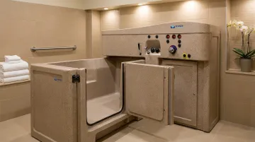 Penner Bathing therapeutic spa system showing control panel and accessible entry design