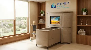 Penner Bathing healthcare bathing system showing rail-free spa design and accessibility features