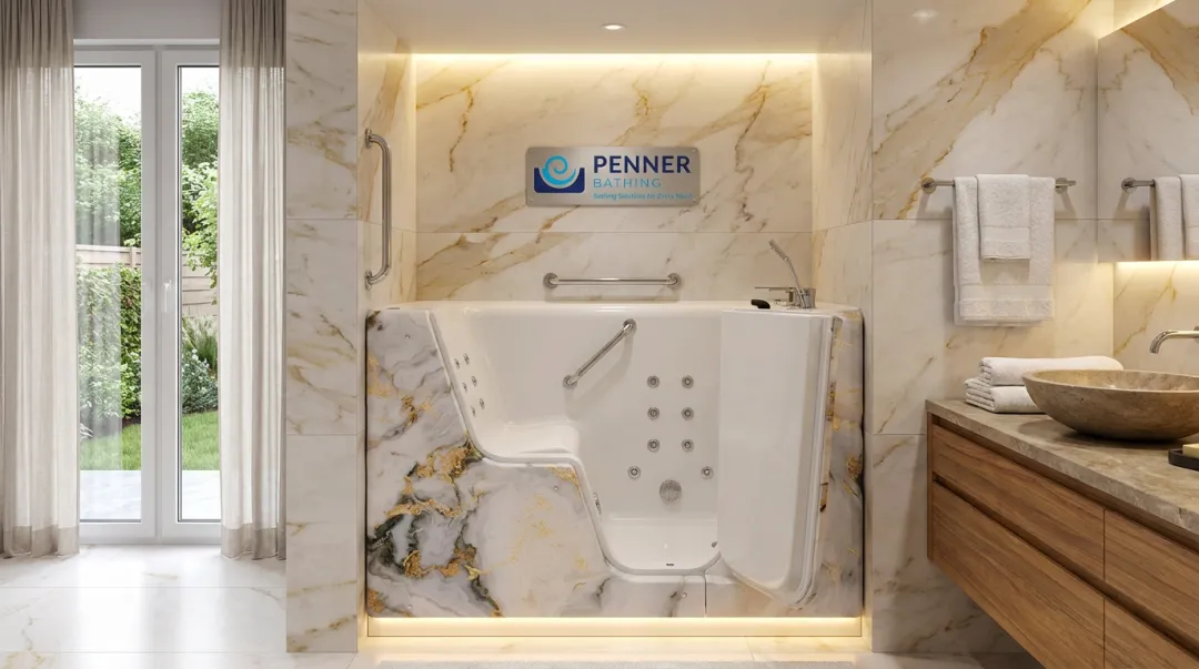Dream Spa Walk-In Bath featuring low-threshold door built-in seat and hydrotherapy jets