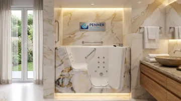Dream Spa Walk-In Bath featuring low-threshold door built-in seat and hydrotherapy jets