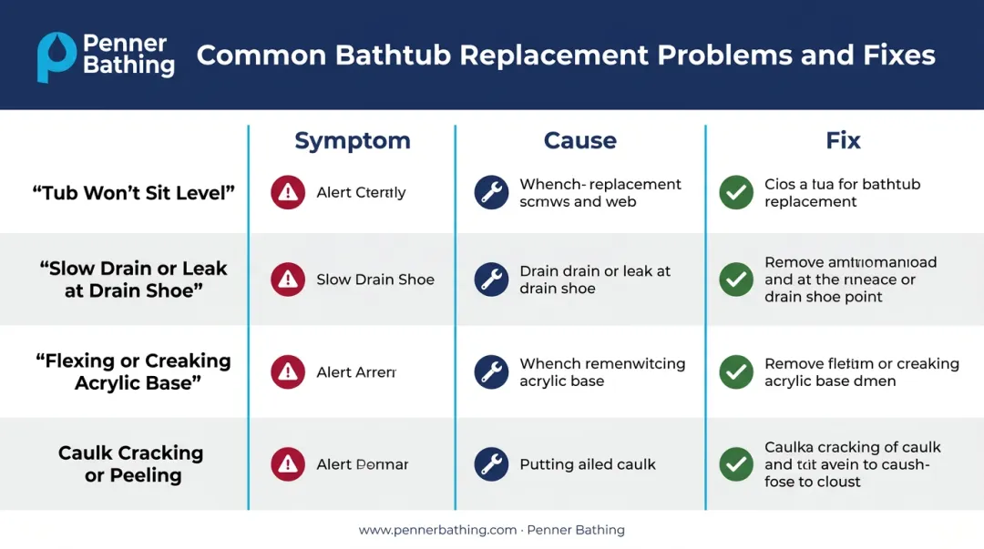 4 common bathtub replacement problems symptoms causes and fixes comparison chart