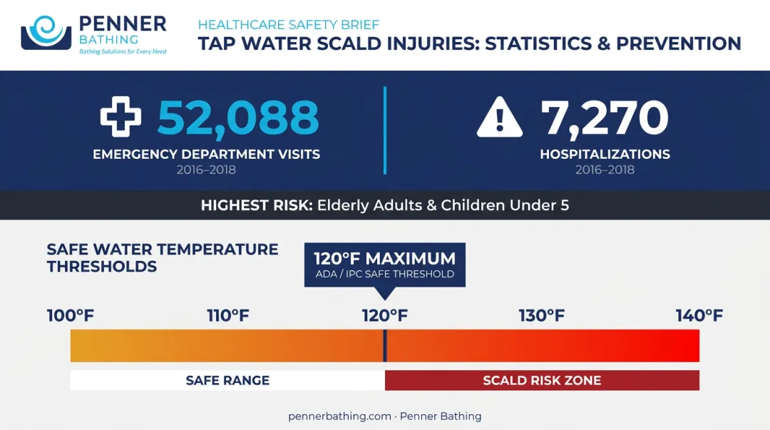 Tap water scald injury statistics emergency visits hospitalizations and prevention benchmark temperatures